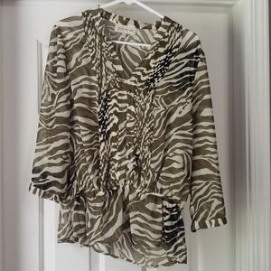 Jones New York Olive 3/4 length sleeve Blouse